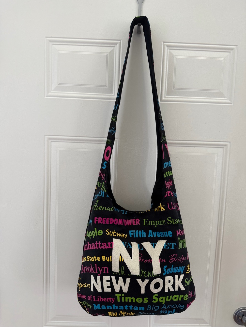 NEW YORK Multicolor Text Print Shoulder Tote Bag